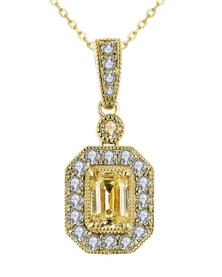MULTI TONE EMERALD CUT DIAMOND PENDANT (TP2577)